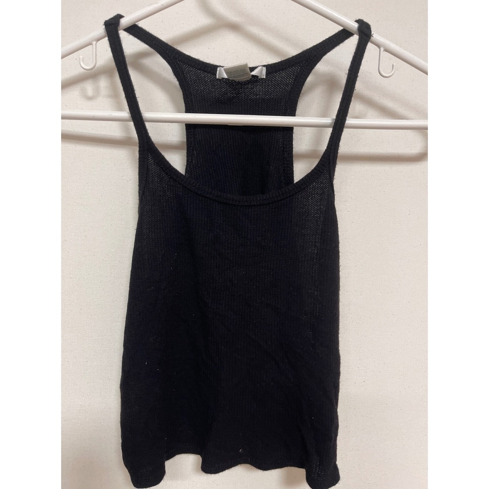 Bozzolo Black Ribbed Racerback Tank Top Small HM18152 Sleeveless Crop Scoop Neck